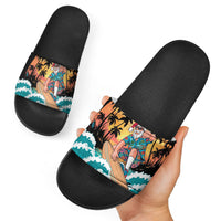 Vintage Santa Claus Surfing Summer Slide Sandals Mele Kalikimaka i Iulai! LT9 - Polynesian Pride