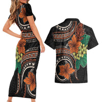 Vintage Hibiscus Pacific Floral Couples Matching Short Sleeve Bodycon Dress and Hawaiian Shirt LT9 - Polynesian Pride