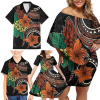 Vintage Hibiscus Pacific Floral Family Matching Off Shoulder Short Dress and Hawaiian Shirt LT9 - Polynesian Pride