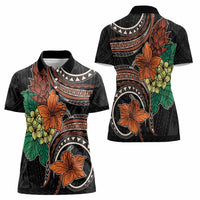 Vintage Hibiscus Pacific Floral Women Polo Shirt