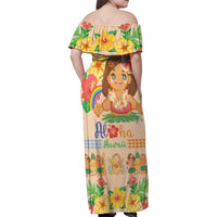 Kawaii Hula Girls Family Matching Off Shoulder Maxi Dress and Hawaiian Shirt Aloha Hibiscus Flowers LT9 - Polynesian Pride