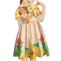 Kawaii Hula Girls Kid Short Sleeve Dress Aloha Hibiscus Flowers LT9 - Polynesian Pride