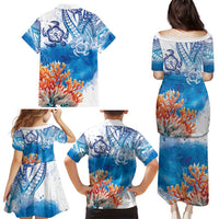 Hibiscus Turtle Tattoo Coral Reef Family Matching Puletasi and Hawaiian Shirt with Polynesian Tribal LT9 - Polynesian Pride