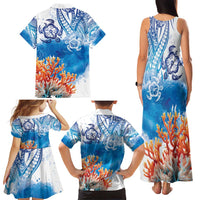Hibiscus Turtle Tattoo Coral Reef Family Matching Tank Maxi Dress and Hawaiian Shirt with Polynesian Tribal LT9 - Polynesian Pride