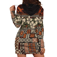 Pacific Hibiscus Tapa Tribal Vintage Hoodie Dress Brown Motif LT9 - Polynesian Pride