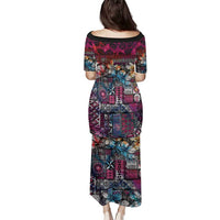 Pacific Hibiscus Tapa Tribal Vintage Family Matching Puletasi and Hawaiian Shirt Pink Motif LT9 - Polynesian Pride