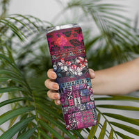 Pacific Hibiscus Tapa Tribal Vintage Skinny Tumbler Pink Motif LT9 - Polynesian Pride