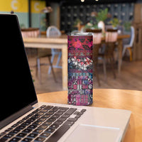Pacific Hibiscus Tapa Tribal Vintage Skinny Tumbler Pink Motif LT9 - Polynesian Pride