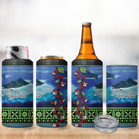 Personalised Fiji Viti Levu 4 in 1 Can Cooler Tumbler Tagimoucia and Tapa Tribal Pattern LT9 - Polynesian Pride