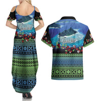 Personalised Fiji Viti Levu Couples Matching Summer Maxi Dress and Hawaiian Shirt Tagimoucia and Tapa Tribal Pattern LT9 - Polynesian Pride