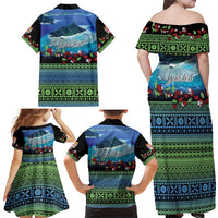 Personalised Fiji Viti Levu Family Matching Off Shoulder Maxi Dress and Hawaiian Shirt Tagimoucia and Tapa Tribal Pattern LT9 - Polynesian Pride