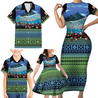 Personalised Fiji Viti Levu Family Matching Short Sleeve Bodycon Dress and Hawaiian Shirt Tagimoucia and Tapa Tribal Pattern LT9 - Polynesian Pride