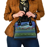 Personalised Fiji Viti Levu Shoulder Handbag Tagimoucia and Tapa Tribal Pattern