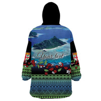 Personalised Fiji Viti Levu Wearable Blanket Hoodie Tagimoucia and Tapa Tribal Pattern LT9 - Polynesian Pride