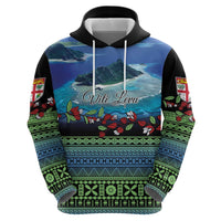 Personalised Fiji Viti Levu Zip Hoodie Tagimoucia and Tapa Tribal Pattern