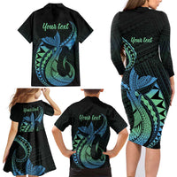 Personalised Hawaii Kure Atoll Family Matching Long Sleeve Bodycon Dress and Hawaiian Shirt Holaniku Coral Reef with Polynesian Tribal LT9 - Polynesian Pride