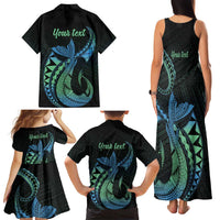 Personalised Hawaii Kure Atoll Family Matching Tank Maxi Dress and Hawaiian Shirt Holaniku Coral Reef with Polynesian Tribal LT9 - Polynesian Pride
