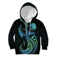 Personalised Hawaii Kure Atoll Kid Hoodie Holaniku Coral Reef with Polynesian Tribal LT9 Hoodie Blue - Polynesian Pride