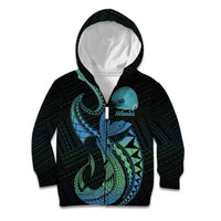 Personalised Hawaii Kure Atoll Kid Hoodie Holaniku Coral Reef with Polynesian Tribal LT9 Zip Hoodie Blue - Polynesian Pride