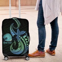 Personalised Hawaii Kure Atoll Luggage Cover Holaniku Coral Reef with Polynesian Tribal LT9 Blue - Polynesian Pride