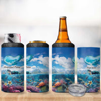 Personalised Palau Kayangel Atoll 4 in 1 Can Cooler Tumbler Turtle With Coral Reef Under Water LT9 - Polynesian Pride