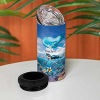 Personalised Palau Kayangel Atoll 4 in 1 Can Cooler Tumbler Turtle With Coral Reef Under Water LT9 - Polynesian Pride