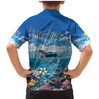 Personalised Palau Kayangel Atoll Family Matching Mermaid Dress and Hawaiian Shirt Turtle With Coral Reef Under Water LT9 - Polynesian Pride