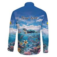 Personalised Palau Kayangel Atoll Family Matching Puletasi and Hawaiian Shirt Turtle With Coral Reef Under Water LT9 - Polynesian Pride