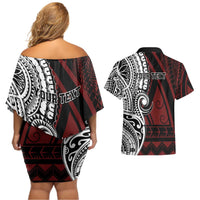 Personalised Tonga Constitution Day 1875 Couples Matching Off Shoulder Short Dress and Hawaiian Shirt Polynesian Tribal Tattoo LT9 - Polynesian Pride