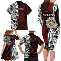 Personalised Tonga Constitution Day 1875 Family Matching Long Sleeve Bodycon Dress and Hawaiian Shirt Polynesian Tribal Tattoo LT9 - Polynesian Pride