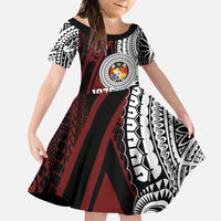 Personalised Tonga Constitution Day 1875 Family Matching Off Shoulder Maxi Dress and Hawaiian Shirt Polynesian Tribal Tattoo LT9 Daughter's Dress Red - Polynesian Pride
