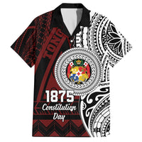 Personalised Tonga Constitution Day 1875 Family Matching Off Shoulder Short Dress and Hawaiian Shirt Polynesian Tribal Tattoo LT9 Dad's Shirt - Short Sleeve Red - Polynesian Pride