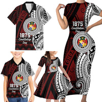 Personalised Tonga Constitution Day 1875 Family Matching Short Sleeve Bodycon Dress and Hawaiian Shirt Polynesian Tribal Tattoo LT9 - Polynesian Pride