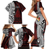 Personalised Tonga Constitution Day 1875 Family Matching Short Sleeve Bodycon Dress and Hawaiian Shirt Polynesian Tribal Tattoo LT9 - Polynesian Pride