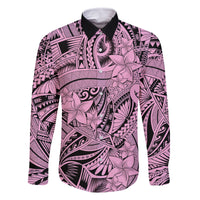 Polynesia Family Matching Long Sleeve Bodycon Dress and Hawaiian Shirt Tribal Polynesian Spirit With Pink Pacific Flowers LT9 Dad's Shirt - Long Sleeve Pink - Polynesian Pride
