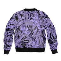 Polynesia Bomber Jacket Tribal Polynesian Spirit With Violet Pacific Flowers LT9 - Polynesian Pride