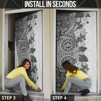 Polynesia Door Cover Hibiscus Hawaiian Tribal Tattoo Retro Gray - Polynesian Pride