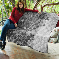 Polynesia Quilt Hibiscus and Hawaiian Tribal Tattoo Retro Style Gray Color LT9 - Polynesian Pride