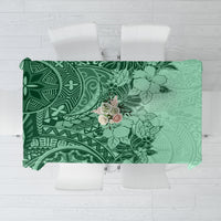 Polynesia Tablecloth Hibiscus and Hawaiian Tribal Tattoo Retro Style Green Color LT9 Green - Polynesian Pride