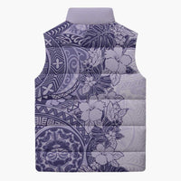 Polynesia Sleeveless Puffer Jacket Hibiscus Hawaiian Tribal Tattoo Retro Violet - Polynesian Pride
