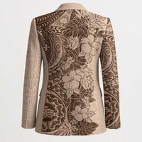 Polynesia Blazer Hibiscus Hawaiian Tribal Tattoo Retro Pink Pastel - Polynesian Pride