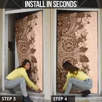 Polynesia Door Cover Hibiscus Hawaiian Tribal Tattoo Retro Pink Pastel - Polynesian Pride