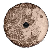 Polynesia Spare Tire Cover Hibiscus and Hawaiian Tribal Tattoo Retro Style Pink Pastel LT9 - Polynesian Pride
