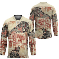 Hawaii Beige Version Hockey Jersey Aloha Tribal Pattern - Polynesian Pride