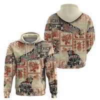 Hawaii Hoodie Aloha Tribal Pattern Beige Version LT9 - Polynesian Pride