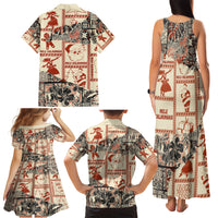 Aloha Hawaii Christmas Family Matching Tank Maxi Dress and Hawaiian Shirt Mele Kalikimaka Tapa Tribal Retro Style LT9 - Polynesian Pride