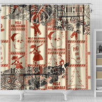 Aloha Hawaii Christmas Shower Curtain Mele Kalikimaka Tapa Tribal Retro Style LT9 - Polynesian Pride