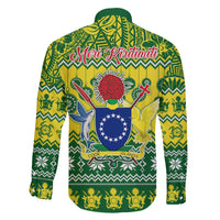 Cook Islands Christmas Family Matching Off Shoulder Long Sleeve Dress and Hawaiian Shirt Santa Beach Meri Kiritimiti LT9 - Polynesian Pride