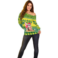 Personalised Cook Islands Christmas Off Shoulder Sweater Santa Beach Meri Kiritimiti LT9 - Polynesian Pride