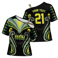 Custom Rugby Cook Islands Avaiki Cross Shoulder Shirt Black Kuki Airani Tribal Maori Inspired LT9 - Polynesian Pride